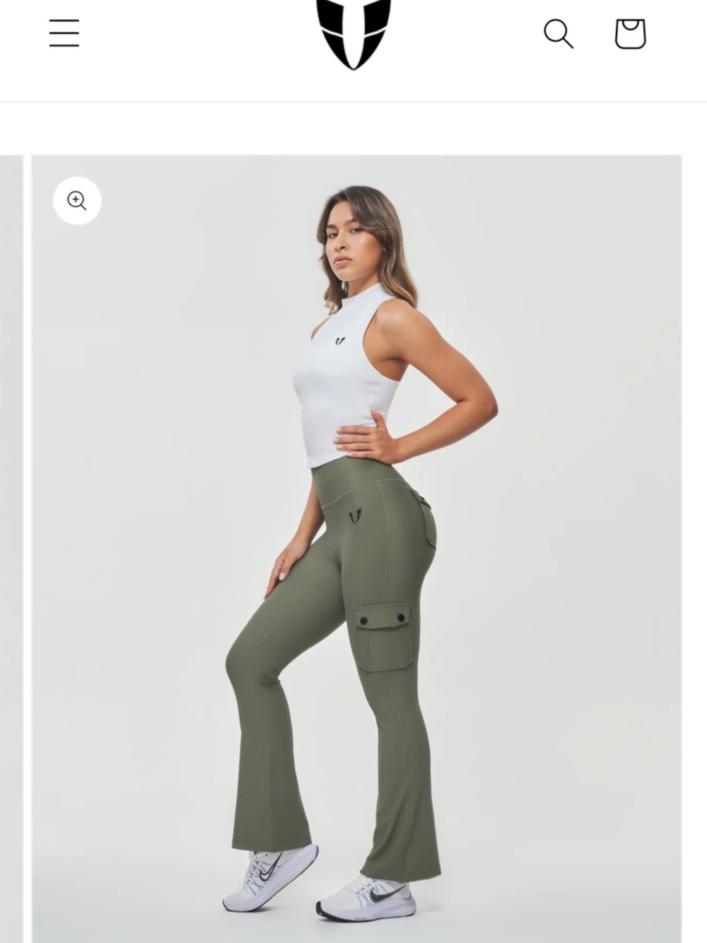 Women's Olive Ribbed Leggings with Utility Pockets